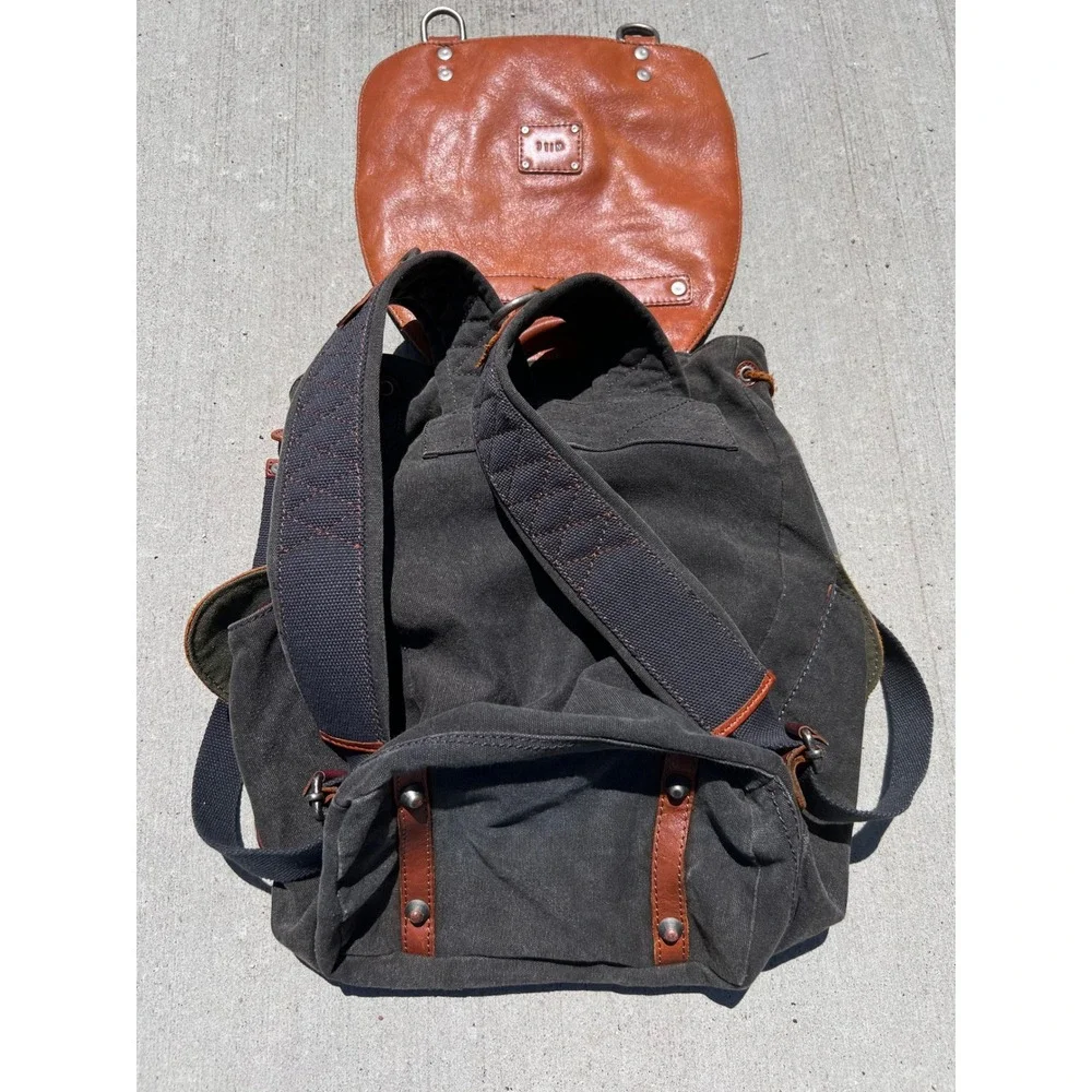 WILL Leather Goods Lennon Rucksack Unisex OS Brown Gray Excellent Canvas Leather